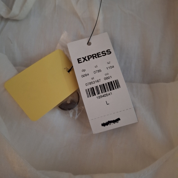 Express Women's White Eyelet With Button Detail Sundress - Picture 5 of 8